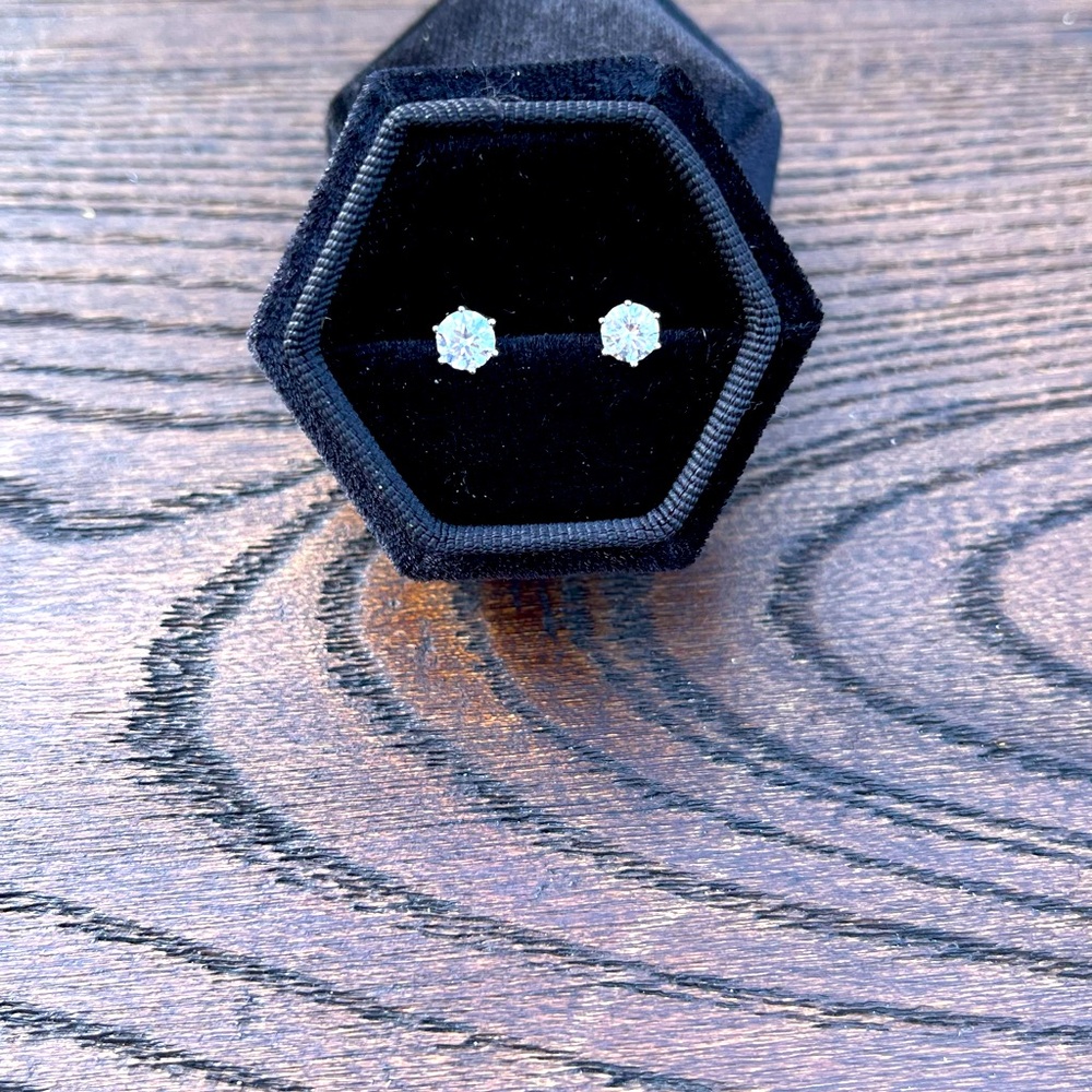 Moissanite Stud Earrings 925 Sterling Silver 0.5 Carat (5MM) Each